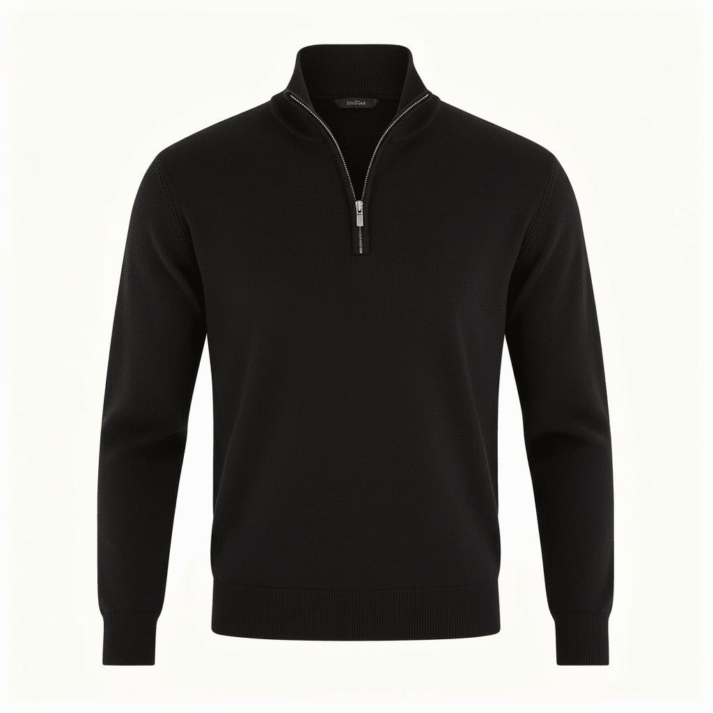 Sweter Męski | Golf z zamkiem błyskawicznym i dekoltem w serek - Arkadya Outlet - Sweaters