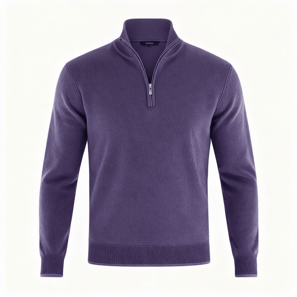 Sweter Męski | Golf z zamkiem błyskawicznym i dekoltem w serek - Arkadya Outlet - Sweaters