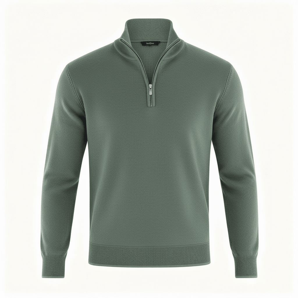 Sweter Męski | Golf z zamkiem błyskawicznym i dekoltem w serek - Arkadya Outlet - Sweaters