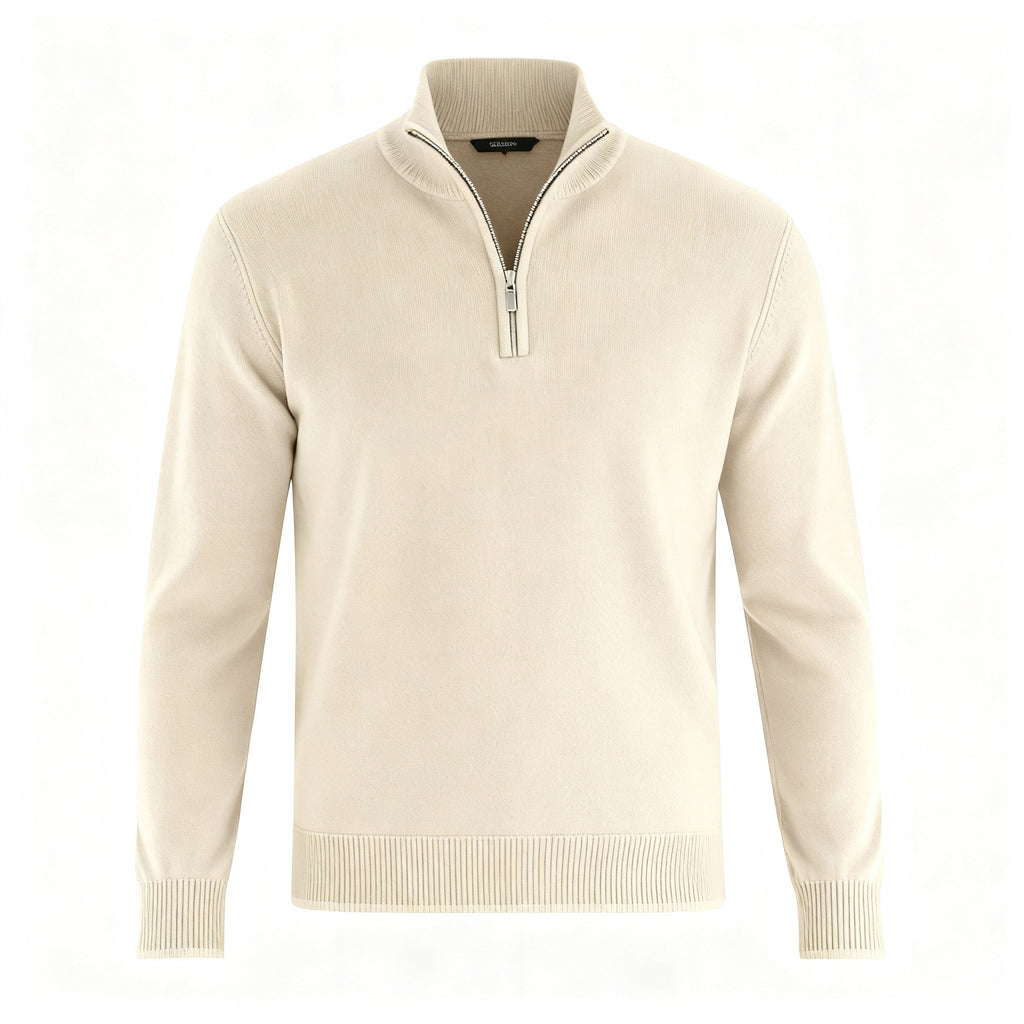 Sweter Męski | Golf z zamkiem błyskawicznym i dekoltem w serek - Arkadya Outlet - Sweaters