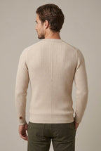 Sweter Męski Henley | Prążkowany Krój z Długim Rękawem - Arkadya Outlet - Sweaters