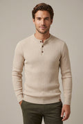 Sweter Męski Henley | Prążkowany Krój z Długim Rękawem - Arkadya Outlet - Sweaters