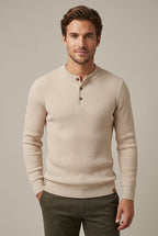 Sweter Męski Henley | Prążkowany Krój z Długim Rękawem - Arkadya Outlet - Sweaters