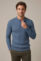 Sweter Męski Henley | Prążkowany Krój z Długim Rękawem - Arkadya Outlet - Sweaters