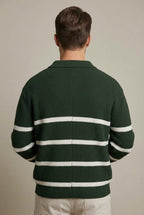 Sweter Męski | Krój relaxed z zamkiem ćwierćdługości i kołnierzem polo - Arkadya Outlet - Sweaters