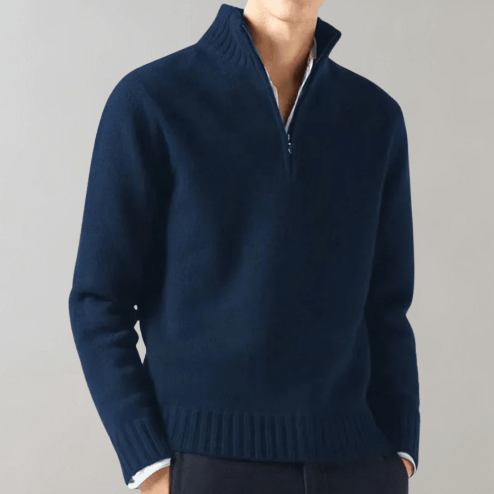 Sweter Męski | Luźny krój z suwakiem przy dekolcie - Arkadya Outlet - Sweaters