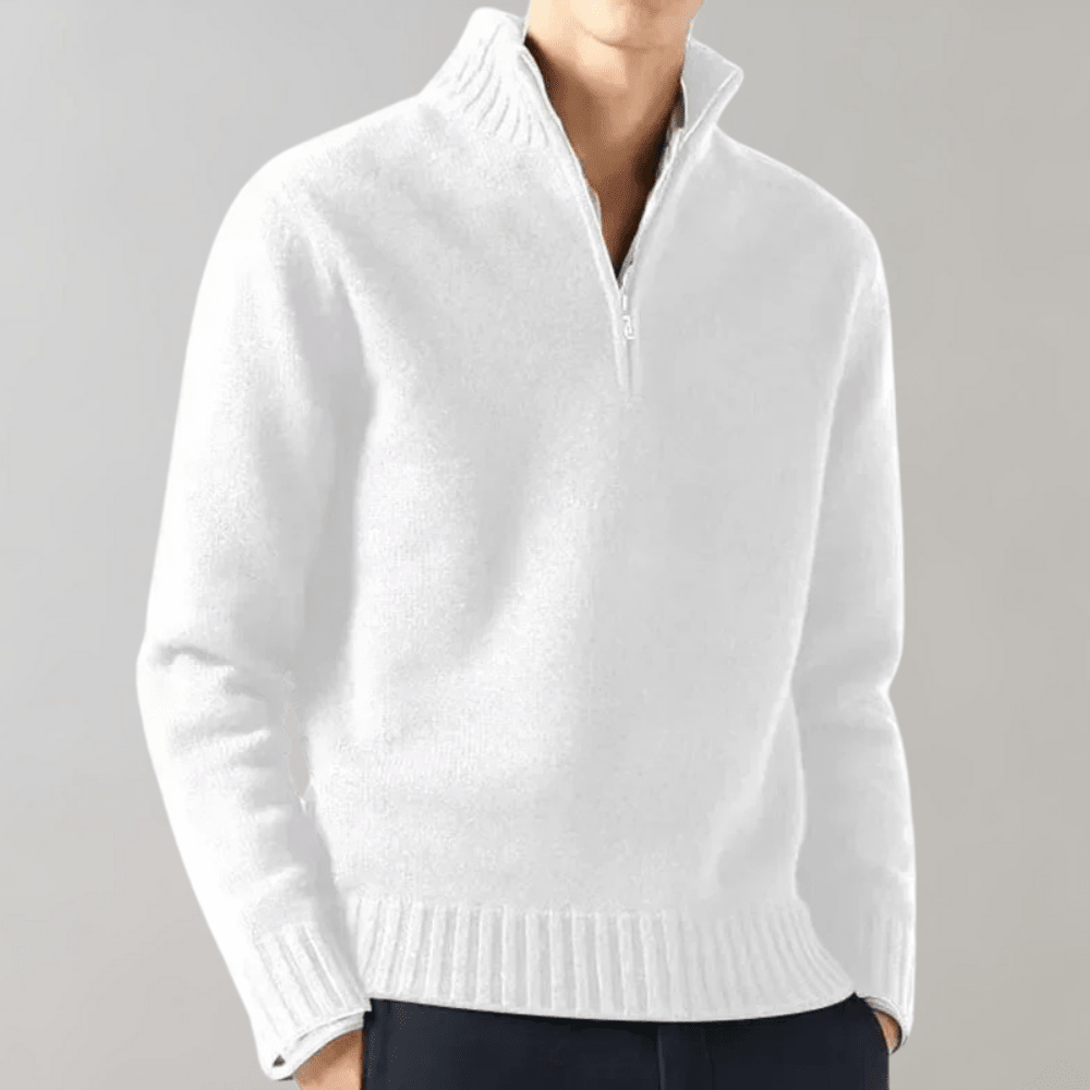 Sweter Męski | Luźny krój z suwakiem przy dekolcie - Arkadya Outlet - Sweaters