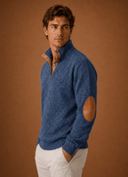 Sweter Męski | Luźny Krój z Zamkiem i Stójką na Górze - Arkadya Outlet - Sweaters