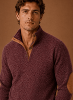 Sweter Męski | Luźny Krój z Zamkiem i Stójką na Górze - Arkadya Outlet - Sweaters