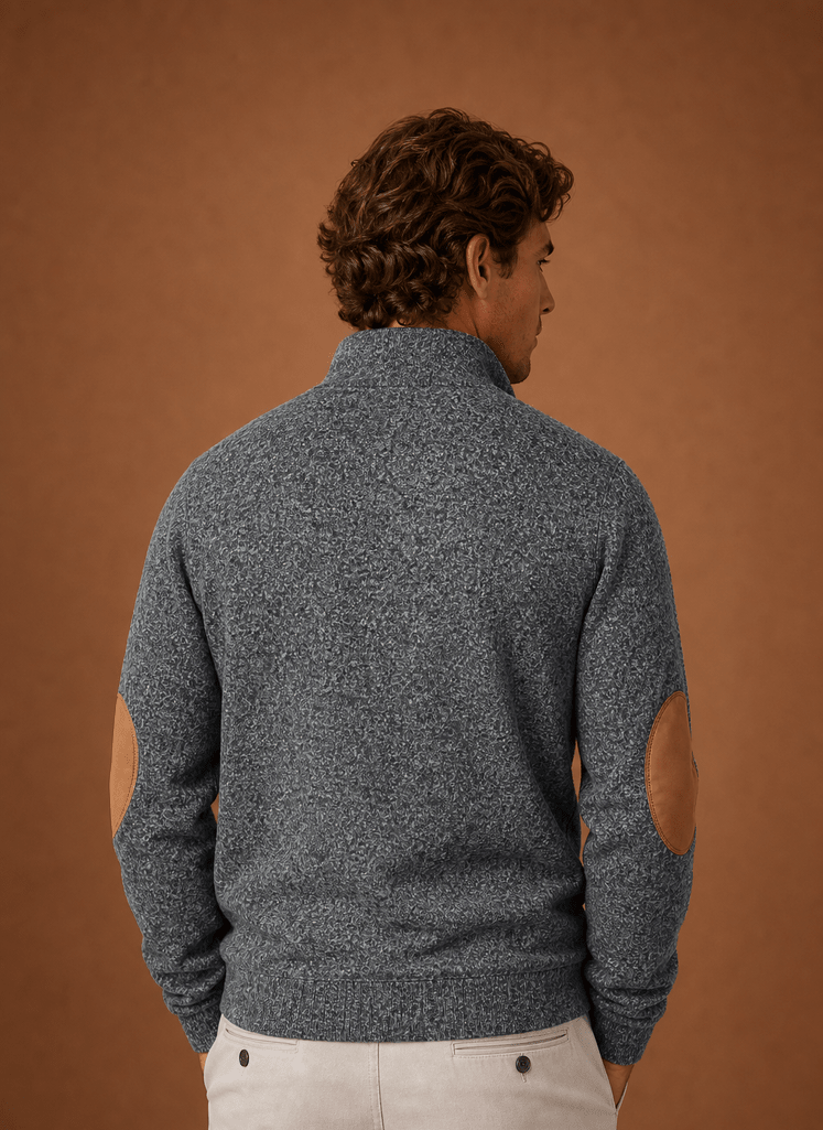 Sweter Męski | Luźny Krój z Zamkiem i Stójką na Górze - Arkadya Outlet - Sweaters