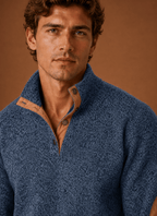 Sweter Męski | Luźny Krój z Zamkiem i Stójką na Górze - Arkadya Outlet - Sweaters