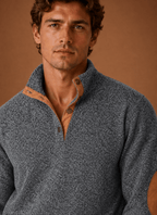 Sweter Męski | Luźny Krój z Zamkiem i Stójką na Górze - Arkadya Outlet - Sweaters
