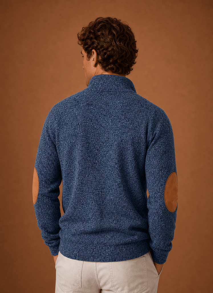 Sweter Męski | Luźny Krój z Zamkiem i Stójką na Górze - Arkadya Outlet - Sweaters