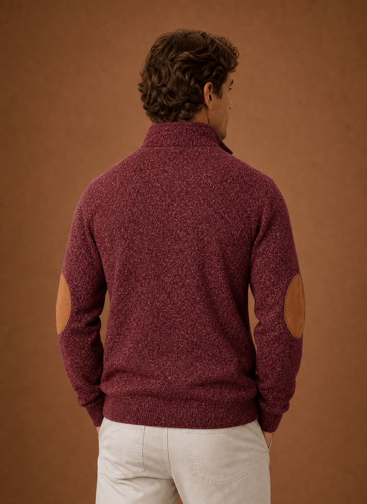 Sweter Męski | Luźny Krój z Zamkiem i Stójką na Górze - Arkadya Outlet - Sweaters