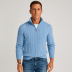 Sweter Męski | Półzamek i Wysoki Kołnierz w Prążek - Arkadya Outlet - Sweaters