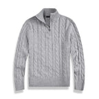 Sweter Męski | Półzamek i Wysoki Kołnierz w Prążek - Arkadya Outlet - Sweaters
