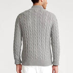 Sweter Męski | Półzamek i Wysoki Kołnierz w Prążek - Arkadya Outlet - Sweaters