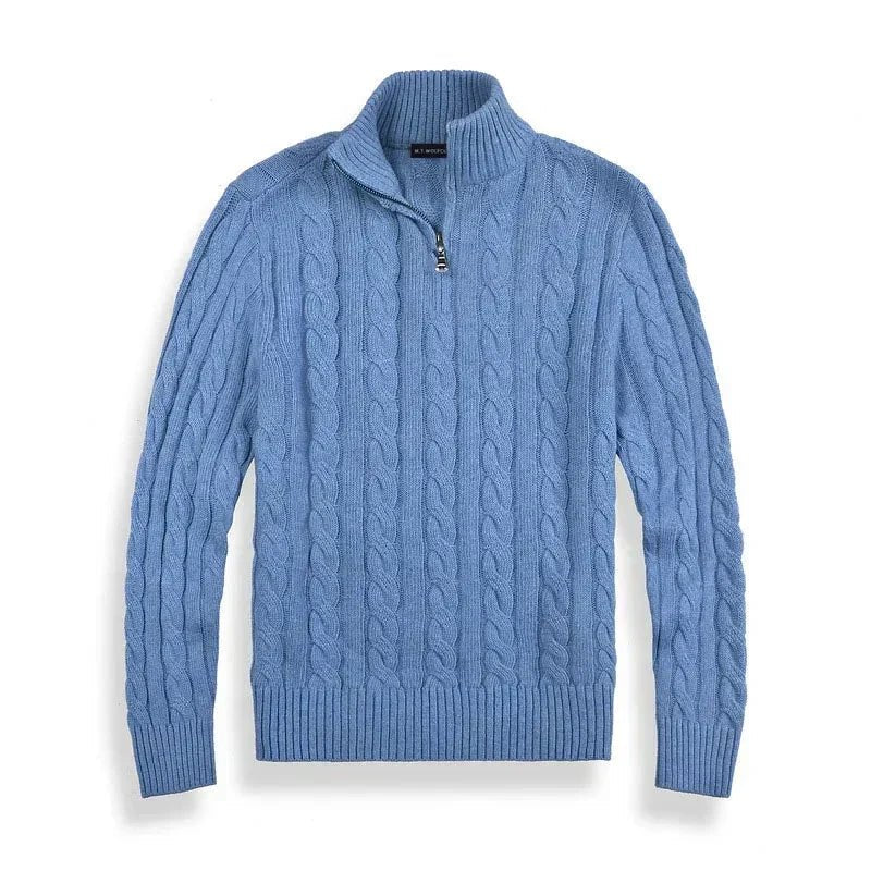 Sweter Męski | Półzamek i Wysoki Kołnierz w Prążek - Arkadya Outlet - Sweaters
