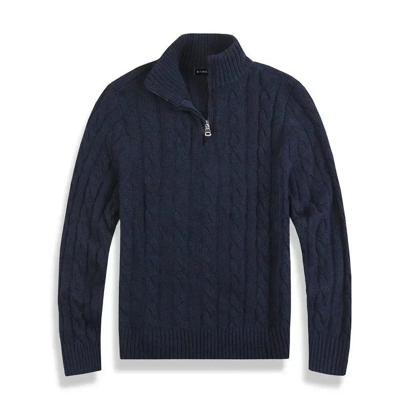 Sweter Męski | Półzamek i Wysoki Kołnierz w Prążek - Arkadya Outlet - Sweaters