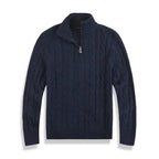 Sweter Męski | Półzamek i Wysoki Kołnierz w Prążek - Arkadya Outlet - Sweaters