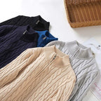 Sweter Męski | Półzamek i Wysoki Kołnierz w Prążek - Arkadya Outlet - Sweaters