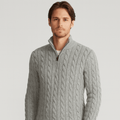 Sweter Męski | Półzamek i Wysoki Kołnierz w Prążek - Arkadya Outlet - Sweaters