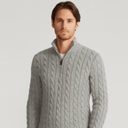 Sweter Męski | Półzamek i Wysoki Kołnierz w Prążek - Arkadya Outlet - Sweaters
