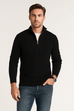 Sweter Męski | Półzamek i Wysoki Kołnierz w Prążek - Arkadya Outlet - Sweaters