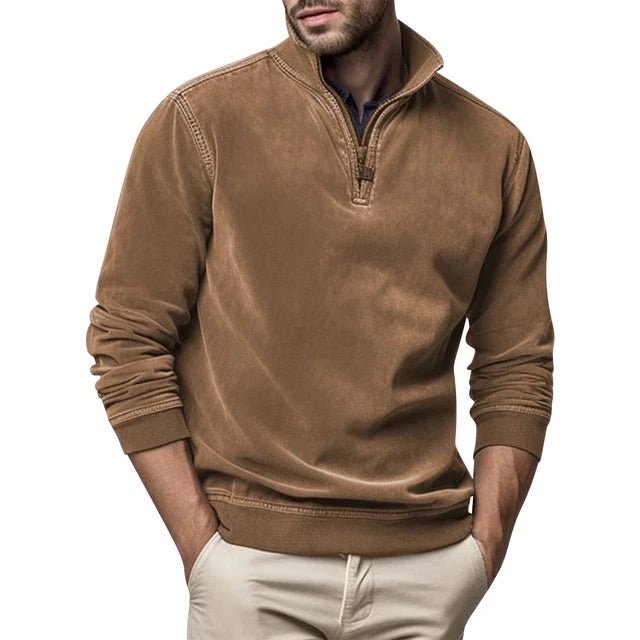 Sweter Męski | Półzip z Kołnierzem i Ściągaczami na Mankietach - Arkadya Outlet - Sweaters