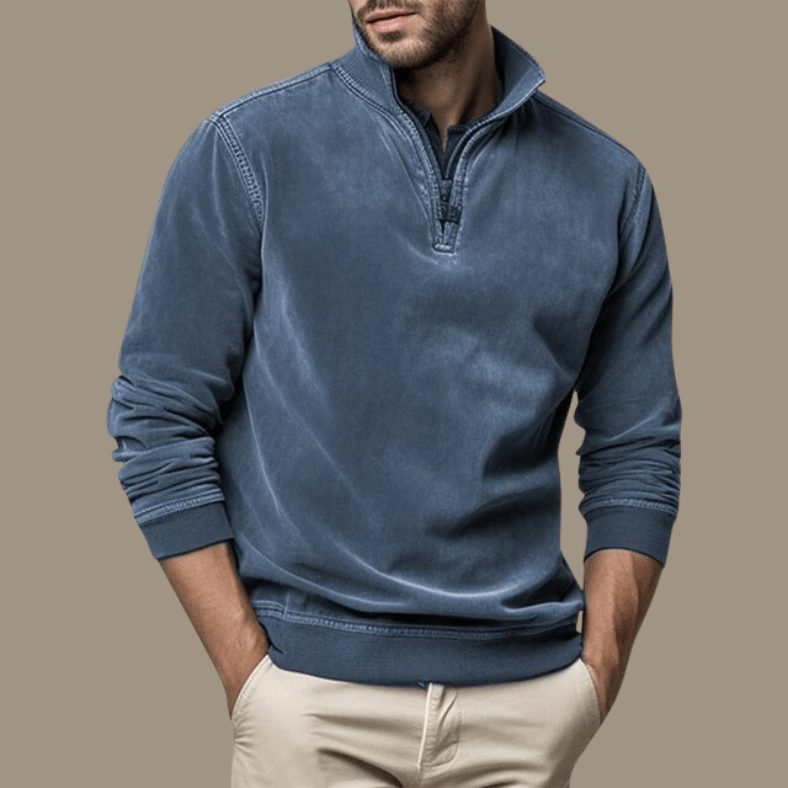 Sweter Męski | Półzip z Kołnierzem i Ściągaczami na Mankietach - Arkadya Outlet - Sweaters