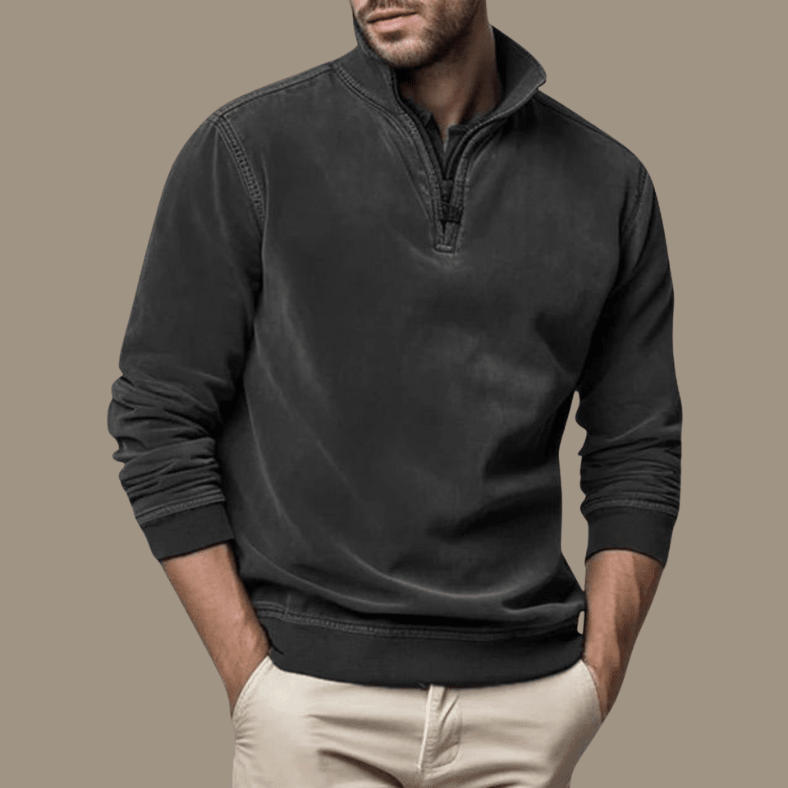 Sweter Męski | Półzip z Kołnierzem i Ściągaczami na Mankietach - Arkadya Outlet - Sweaters