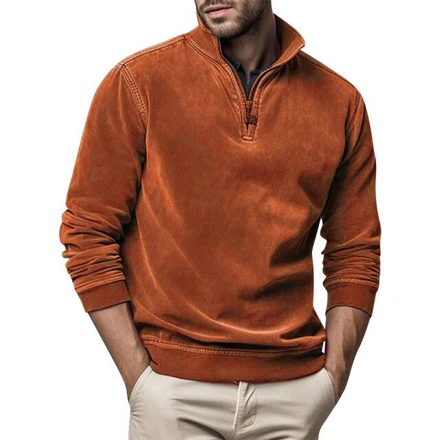 Sweter Męski | Półzip z Kołnierzem i Ściągaczami na Mankietach - Arkadya Outlet - Sweaters