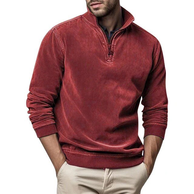Sweter Męski | Półzip z Kołnierzem i Ściągaczami na Mankietach - Arkadya Outlet - Sweaters