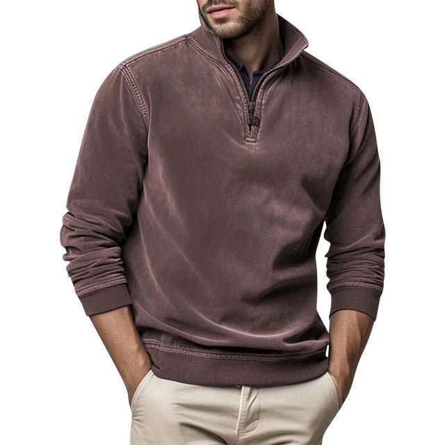 Sweter Męski | Półzip z Kołnierzem i Ściągaczami na Mankietach - Arkadya Outlet - Sweaters