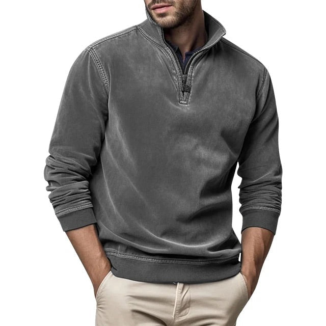 Sweter Męski | Półzip z Kołnierzem i Ściągaczami na Mankietach - Arkadya Outlet - Sweaters