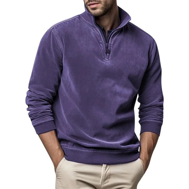 Sweter Męski | Półzip z Kołnierzem i Ściągaczami na Mankietach - Arkadya Outlet - Sweaters