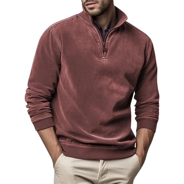 Sweter Męski | Półzip z Kołnierzem i Ściągaczami na Mankietach - Arkadya Outlet - Sweaters