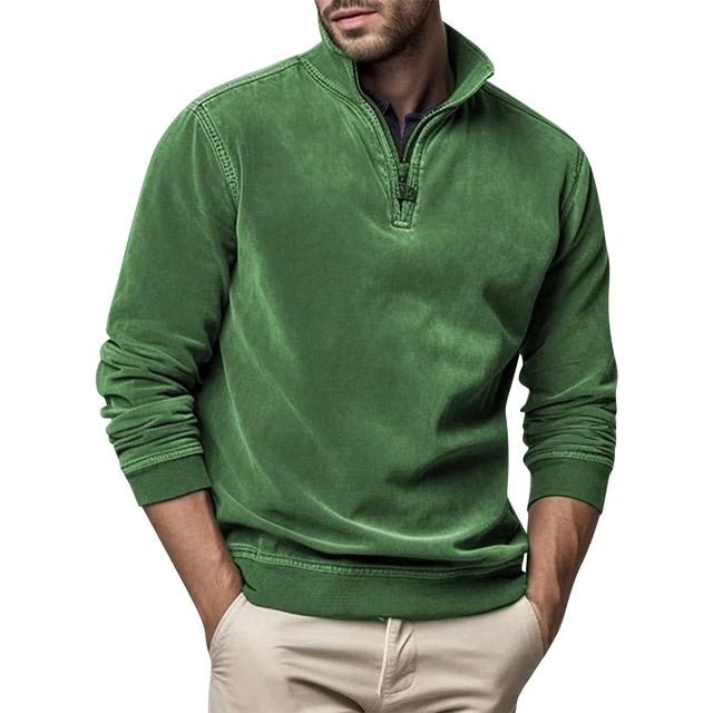 Sweter Męski | Półzip z Kołnierzem i Ściągaczami na Mankietach - Arkadya Outlet - Sweaters