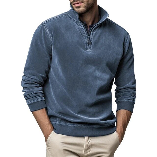 Sweter Męski | Półzip z Kołnierzem i Ściągaczami na Mankietach - Arkadya Outlet - Sweaters
