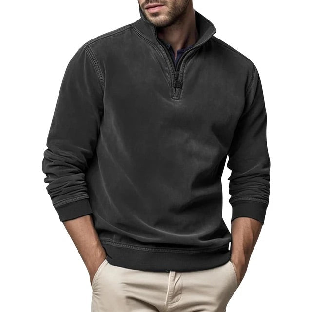 Sweter Męski | Półzip z Kołnierzem i Ściągaczami na Mankietach - Arkadya Outlet - Sweaters