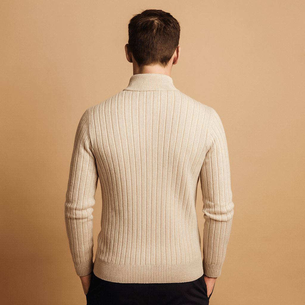 Sweter Męski | Półzip z Prążkowaną Fakturą i Długim Rękawem - Arkadya Outlet - Sweaters