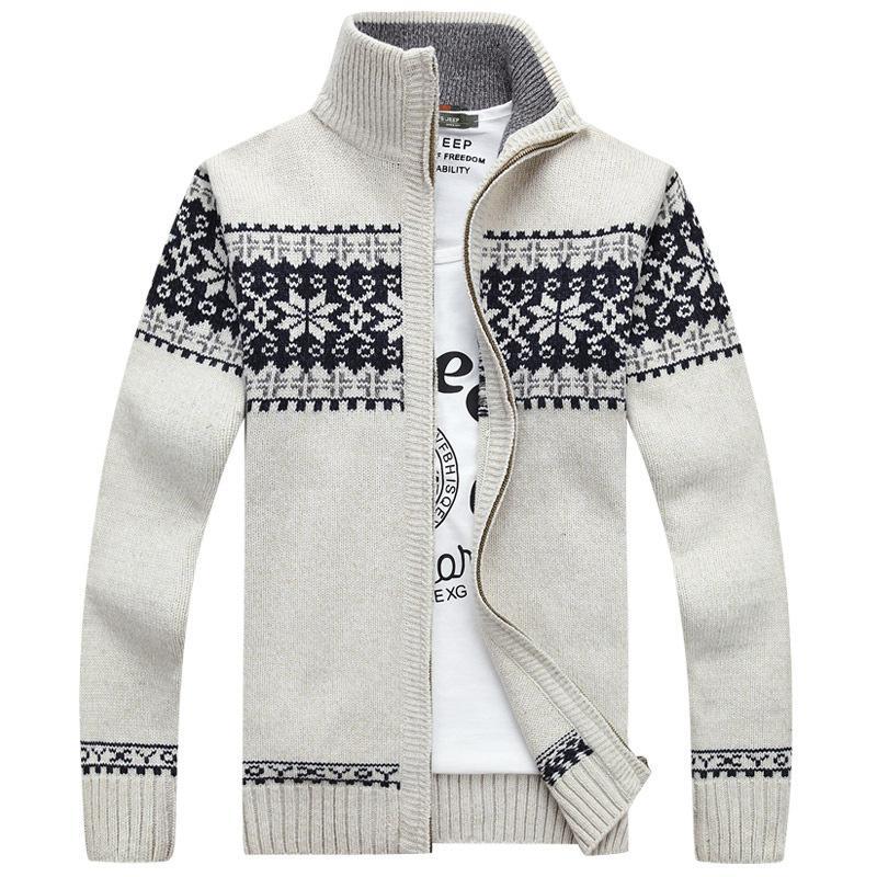 Sweter Męski | Regularny krój z wzorem śnieżynki i długim rękawem - Arkadya Outlet - Sweaters