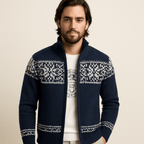 Sweter Męski | Regularny krój z wzorem śnieżynki i długim rękawem - Arkadya Outlet - Sweaters
