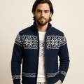 Sweter Męski | Regularny krój z wzorem śnieżynki i długim rękawem - Arkadya Outlet - Sweaters