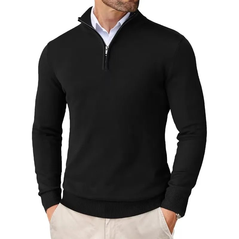 Sweter Męski | Regularny Krój z Zamkiem przy Kołnierzu - Arkadya Outlet - Sweaters