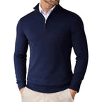 Sweter Męski | Regularny Krój z Zamkiem przy Kołnierzu - Arkadya Outlet - Sweaters