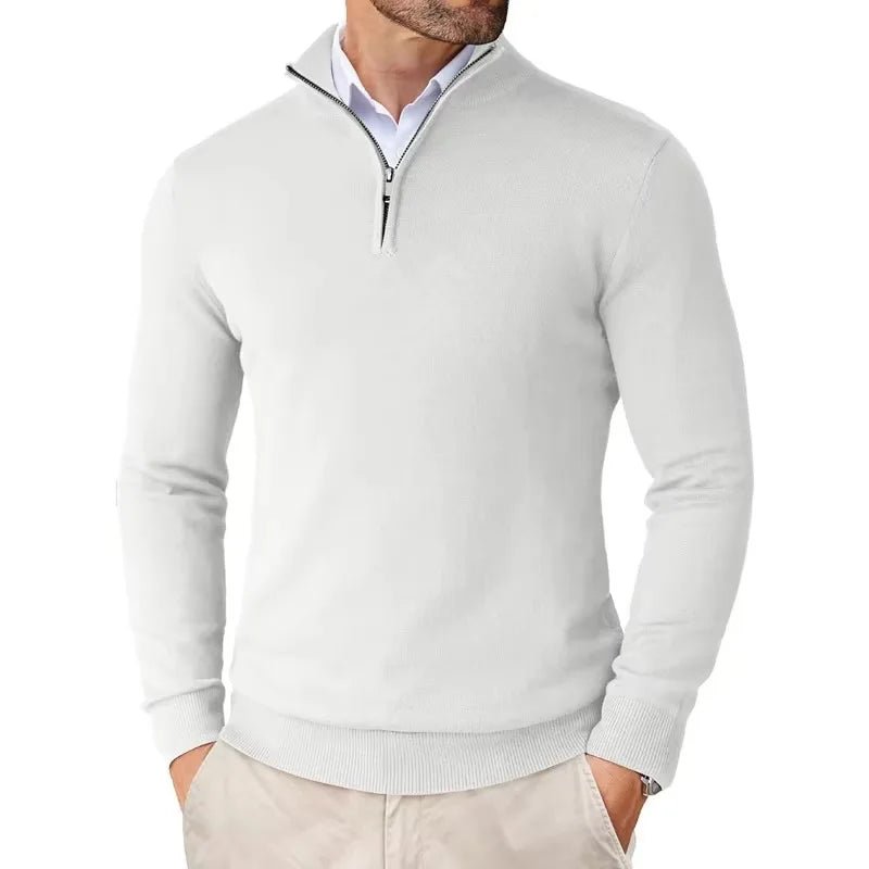 Sweter Męski | Regularny Krój z Zamkiem przy Kołnierzu - Arkadya Outlet - Sweaters