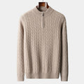 Sweter Męski | Splot Warkoczowy z Półzamkiem przy Kołnierzu - Arkadya Outlet - Sweaters