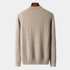 Sweter Męski | Splot Warkoczowy z Półzamkiem przy Kołnierzu - Arkadya Outlet - Sweaters