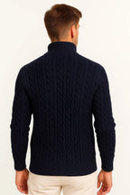 Sweter Męski | Splot Warkoczowy z Zamkiem przy Szyi - Arkadya Outlet - Sweaters